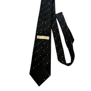 Michael Kors mens neck tie black w white squares pattern 100% silk